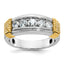 14k Two-tone Men's Polished and Textured 5-Stone Ring Mounting, Mounting Only - Sophia Jewelers