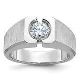 14k White Gold 1 carat Lab Grown Diamond VS/SI+ G+ Complete Polished and Satin Men's Ring