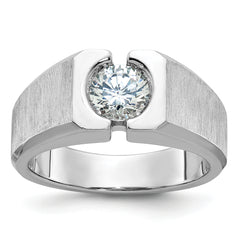 14k White Gold 1 carat Lab Grown Diamond VS/SI+ G+ Complete Polished and Satin Men's Ring