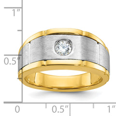 10k Two-tone Men's Polished and Satin Diamond Complete Ring