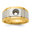 14k Two-tone Men's Polished Satin and Grooved Ring Mounting, Mounting Only - Sophia Jewelers