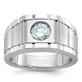 14k White Gold Men's Polished and Satin Ring Mounting - Sophia Jewelers