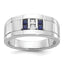 14k White Gold Men's Polished and Grooved Lab Created Sapphire and 1/10 Carat AA Quality Diamond Rin - Sophia Jewelers