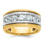 14k Two-tone Men's Polished Satin and Grooved 7-Stone Ring Mounting, Mounting Only - Sophia Jewelers