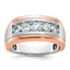 14k White and Rose Gold Men's Polished and Satin 5-Stone Ring Mounting, Mounting Only - Sophia Jewelers