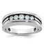 14k White Gold Men's Polished Satin and Grooved 5-Stone Ring Mounting, Mounting Only - Sophia Jewelers