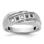 14k White Gold Polished Satin and Grooved 5-Stone Mens Ring Mounting, Mounting Only - Sophia Jewelers