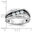 14k White Gold Men's Polished Satin and Grooved 3-Stone Ring Mounting, Mounting Only - Sophia Jewelers