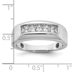 14k White Gold 1 carat Lab Grown Diamond VS/SI+ G+ Five Stone Complete Polished and Satin Men's Ring