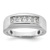14k White Gold 1 carat Lab Grown Diamond VS/SI+ G+ Five Stone Complete Polished and Satin Men's Ring