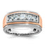 14k White and Rose Gold Men's Polished and Grooved 5-Stone Ring Mounting, Mounting Only - Sophia Jewelers