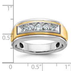 10k Two-tone Men's Polished 5-Stone 1/2 Carat A Quality Diamond Ring