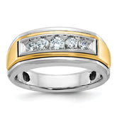 10k Two-tone Men's Polished 5-Stone 1/2 Carat A Quality Diamond Ring