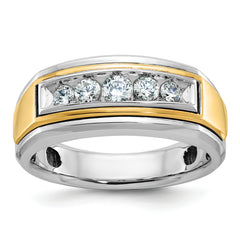 10k Two-tone Men's Polished 5-Stone 1/2 Carat A Quality Diamond Ring
