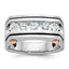 14k White and Rose Gold with Black Rhodium Men's Polished Satin and Grooved 5-Stone 1 Carat AA Quali - Sophia Jewelers