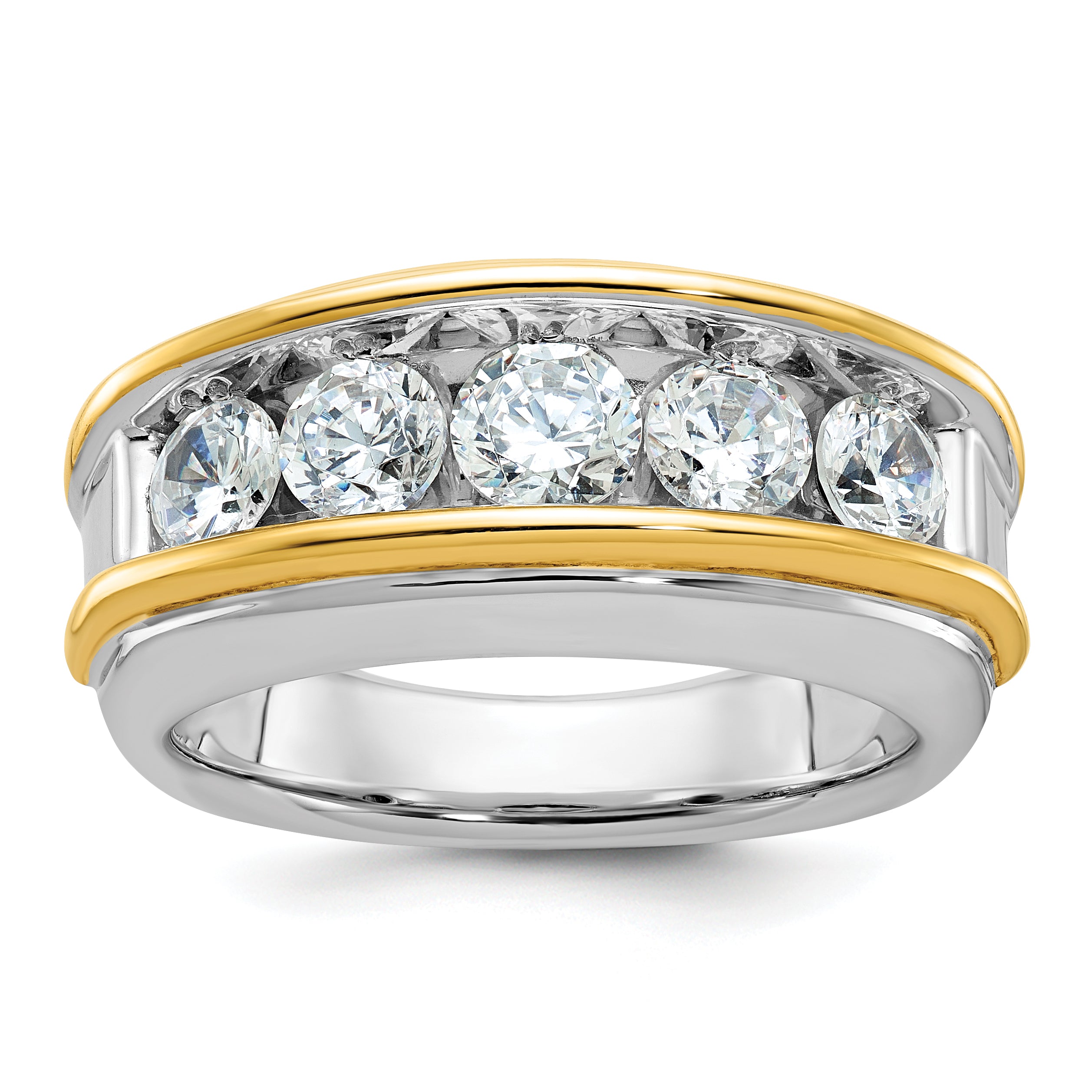 14k Two-tone Men's Lab Grown VS/SI FGH Dia Complete Ring - Sophia Jewelers