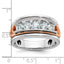 14k Rose and White Gold Mens Polished Channel-set 5-Stone 1 Carat AA Diamond Ring - Sophia Jewelers