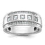 14k White Gold Men's Polished and Grooved Square 5-Stone Ring Mounting, Mounting Only - Sophia Jewelers