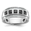 14k White Gold Men's Polished and Grooved Square Black and White 1 1/5 Carat AA Quality Diamond 5-Stone Ring