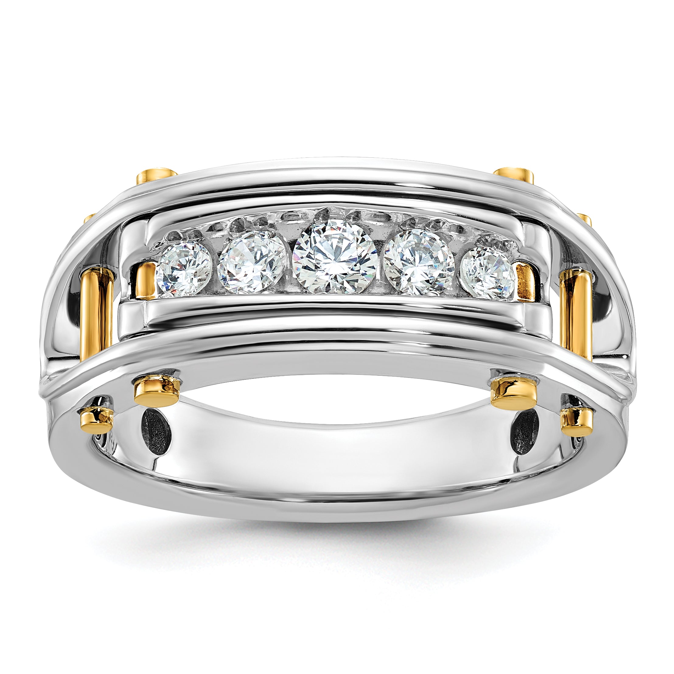 14k Two-tone Men's Lab Grown VS/SI FGH Dia Complete Ring - Sophia Jewelers