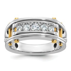 14k Two-tone Men's Lab Grown VS/SI FGH Dia Complete Ring - Sophia Jewelers