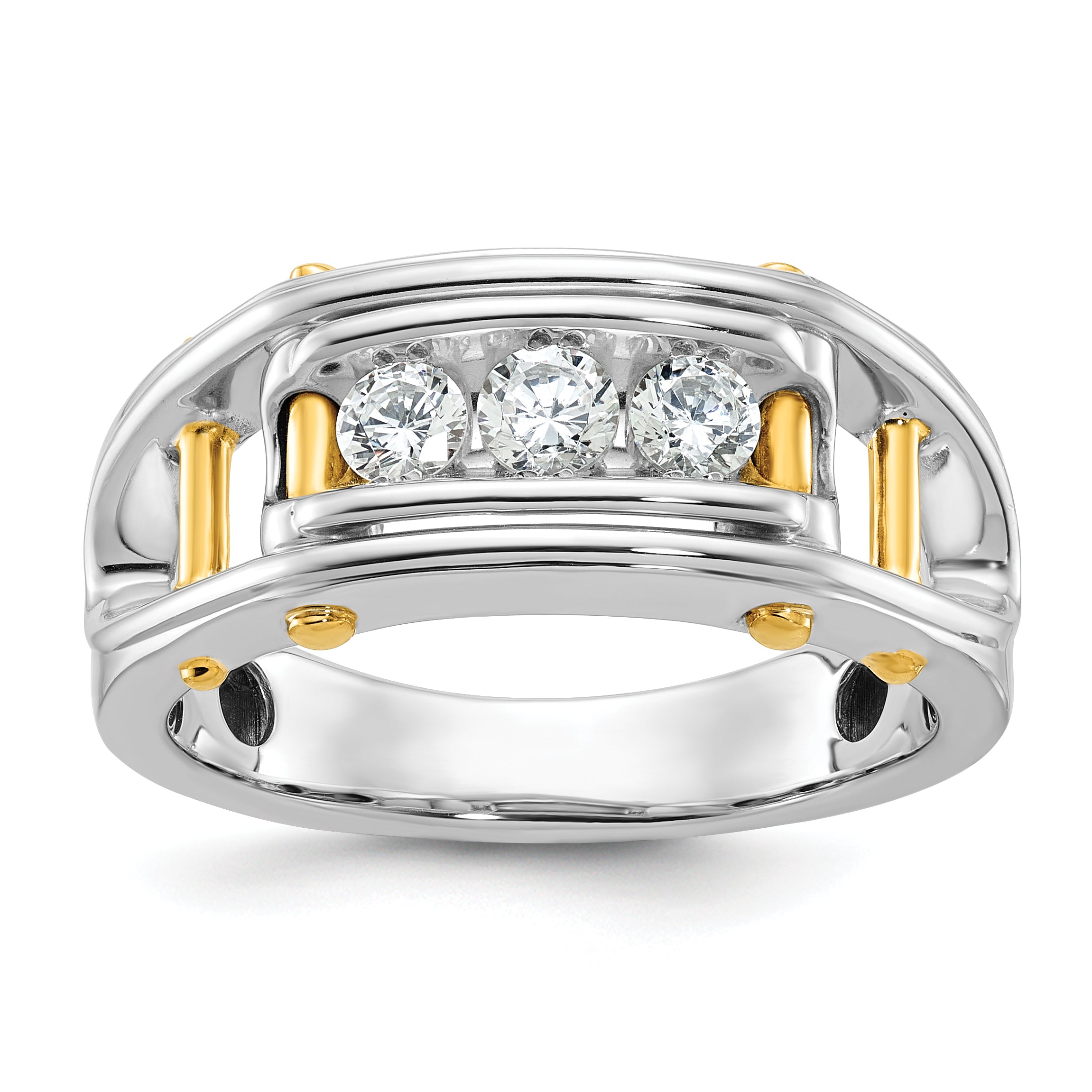 14k Two-tone Men's Lab Grown VS/SI FGH Dia Complete Ring - Sophia Jewelers