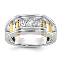 14k Two-tone Men's Lab Grown VS/SI FGH Dia Complete Ring - Sophia Jewelers