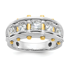 14k Two-tone Men's Polished and Cut-Out 5-Stone 1 Carat Lab Grown Diamond Ring - Sophia Jewelers