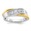 14k Two-tone Men's Polished and Grooved 5-Stone Ring Mounting, Mounting Only - Sophia Jewelers