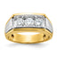 14k Two-tone Men's Polished and Grooved 3-Stone Ring Mounting, Mounting Only - Sophia Jewelers
