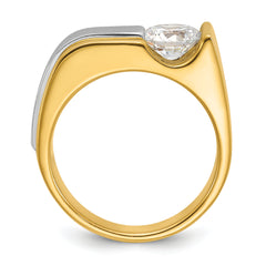 14k Two-tone 1 1/4 carat Lab Grown Diamond VS/SI+ G+ Complete Polished and Brushed Men's Ring