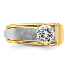 14k Two-tone 1 1/4 carat Lab Grown Diamond VS/SI+ G+ Complete Polished and Brushed Men's Ring