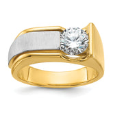 14k Two-tone 1 1/4 carat Lab Grown Diamond VS/SI+ G+ Complete Polished and Brushed Men's Ring