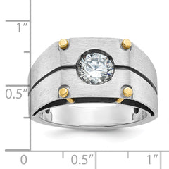 14k Two-tone Men's Polished and Satin Diamond Ring Mounting (No Stones Included)