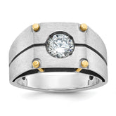 14k Two-tone Men's Polished and Satin Diamond Ring Mounting (No Stones Included)