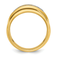 10k Two-tone Men's Polished and Grooved Bezel Set 7-Stone 1/2 Carat A Quality Diamond Ring