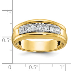 10k Two-tone Men's Polished and Grooved Bezel Set 7-Stone 1/2 Carat A Quality Diamond Ring