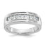 14k White Gold Men's Polished and Grooved 7-Stone Square 1 Carat AA Quality Diamond Ring - Sophia Jewelers
