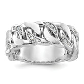 10k White Gold Men's Cuban Link Design Diamond Complete Ring
