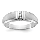 10k White Gold Men's Polished and Satin 3-Stone 1/20 Carat A Quality Diamond Ring