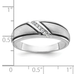 10k White Gold with Black Rhodium Men's Polished and Satin 1/15 Carat A Quality Diamond Ring