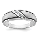 10k White Gold with Black Rhodium Men's Polished and Satin 1/15 Carat A Quality Diamond Ring