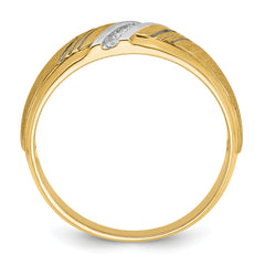 14k Men's Polished Grooved and Satin Ring Mounting - Sophia Jewelers