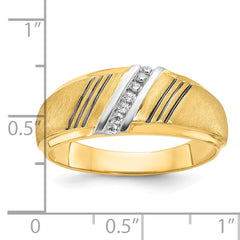 14k Men's Polished Grooved and Satin Ring Mounting - Sophia Jewelers