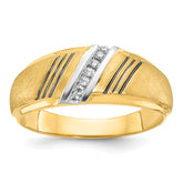 14k Men's Polished Grooved and Satin Ring Mounting - Sophia Jewelers