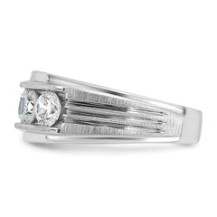 14k White Gold 2 carat Lab Grown Diamond VS/SI+ G+ Five Stone Complete Polished Satin and Grooved Men's Ring
