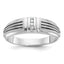 14k White Gold Men's Polished Satin and Grooved 5-Stone Ring Mounting - Sophia Jewelers