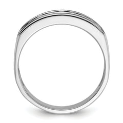 14k White Gold Men's Polished Brushed and Grooved 9-Stone Ring Mounting - Sophia Jewelers
