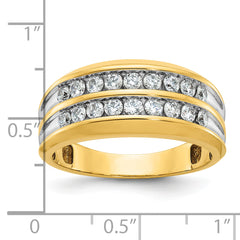 10k with White Rhodium Men's Polished Two-Row 3/4 Carat A Quality Diamond Ring