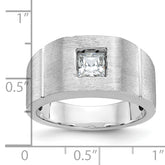14k White Gold Men's Polished & Satin Solitaire Ring Mounting (No Stones Included)